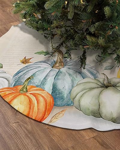 Miniatura 2 de Falda de árbol de Navidad de 48 pulgadas, falda de árbol de Acción de Gracias, decoración de Navidad para interiores y exteriores, calabaza,
