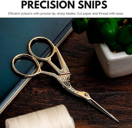 Miniatura 2 de Arolly Tijeras de bordado de estilo retro de 5.51 pulgadas con cuchillas afiladas, tijeras de costura pequeñas multiusos para trabajos artísticos y