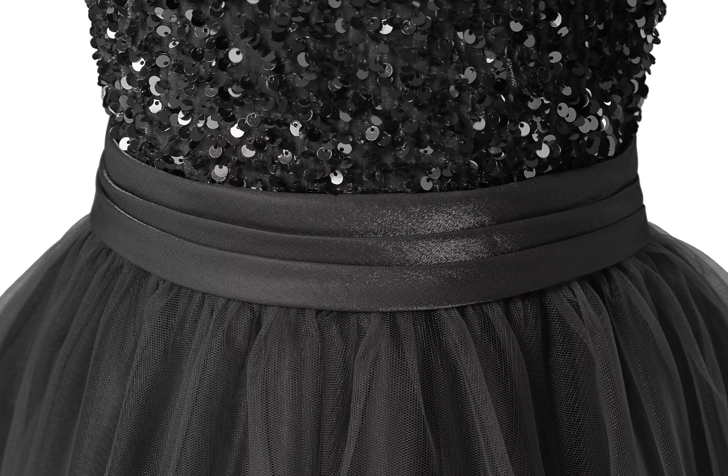 Flower Girl Dresses Wedding Bridesmaid Sequins Tulle Puffy Skirt Girls Birthday Party Pageant Gown Floor Length
