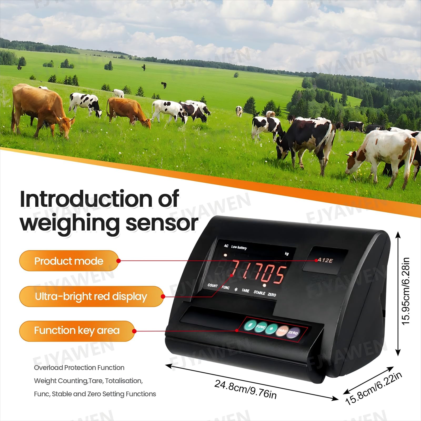 Kit Bilancia Elettronica per Bestiame, Kit Bilancia per Animali, Kit Bilancia per Tralicci per Bovini, Kit Bilancia da Pavimento,Kit Bilancia con Cella di Carico da 11023 Libbre, Piattaforma