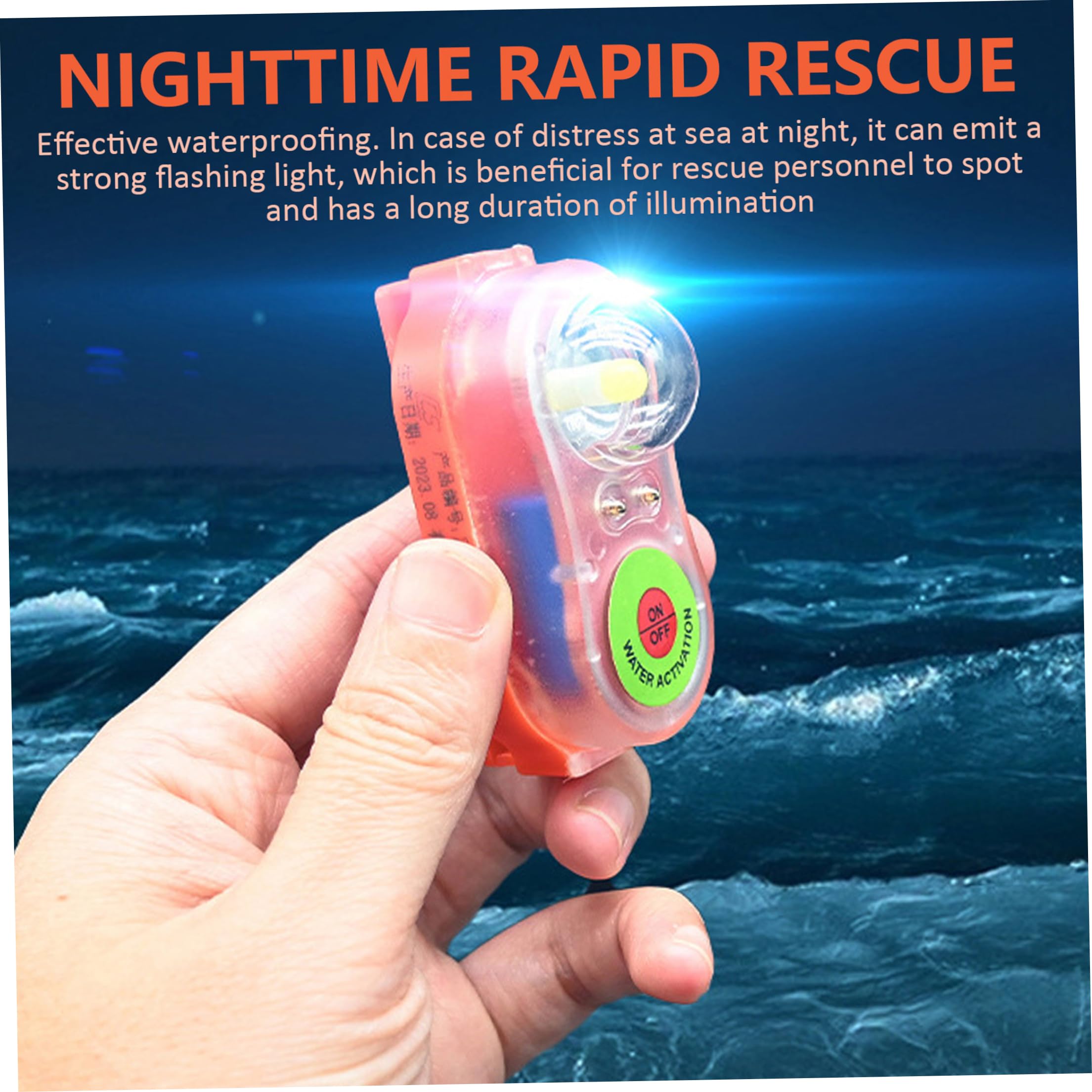 Luce per giubbotto di salvataggio, confezione da 4 luci di emergenza attivate dall'acqua per giubbotto di salvataggio per adulti, omologata 150n, rosso arancione