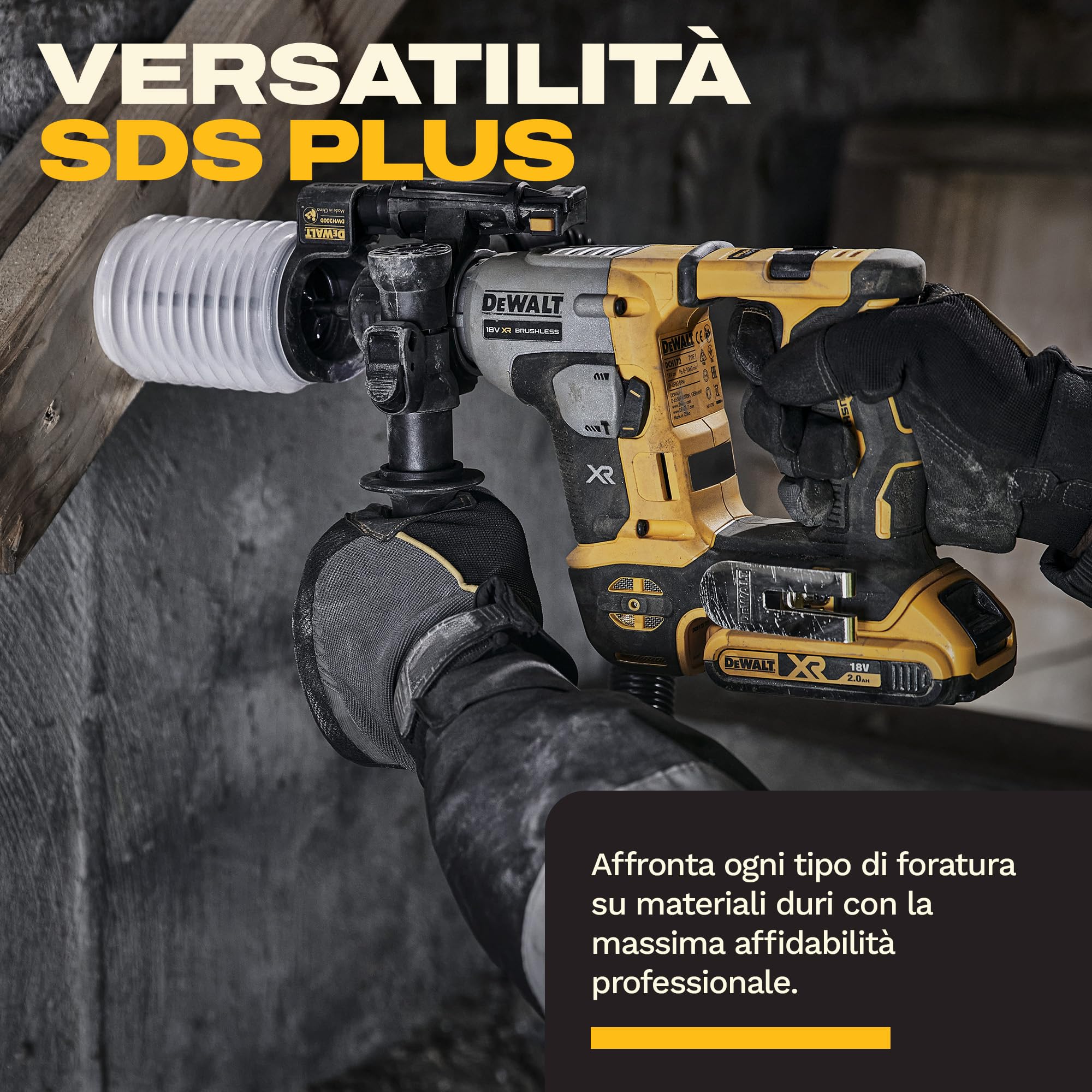DEWALT Trapano a percussione 18V XR SDS PLUS 16mm, solo utensile, DCH172N-XJ