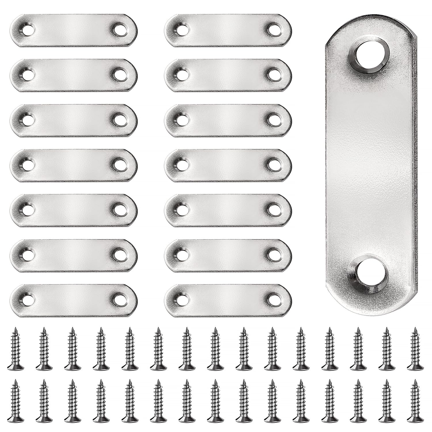 VooGenzek 15 PCS 56x16x2 mm Flat Straight Brace Bracket, Stainless Steel Flat Plate Brackets, Mending Joining Plates
