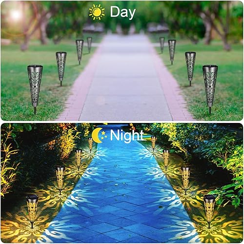 Miniatura 4 de pearlstar Luces solares decorativas para jardín al aire libre, impermeables, luces LED de estaca solares únicas para patio, pasarela, entrada,