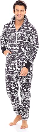Skylinewears Onesie Printed Playsuit Zip-Up Long Sleeve for Men Adult One Piece Jumpsuit Non Footed Union Suit