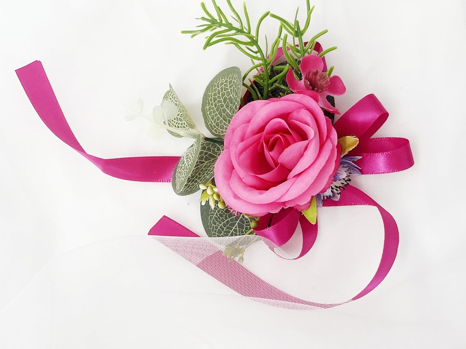 Prom Calla LilyRose Corsage and Boutonniere Set Artificial Rose Wedding Corsage Flowers Prom Party Suit Decoration (Pink) - Image 9