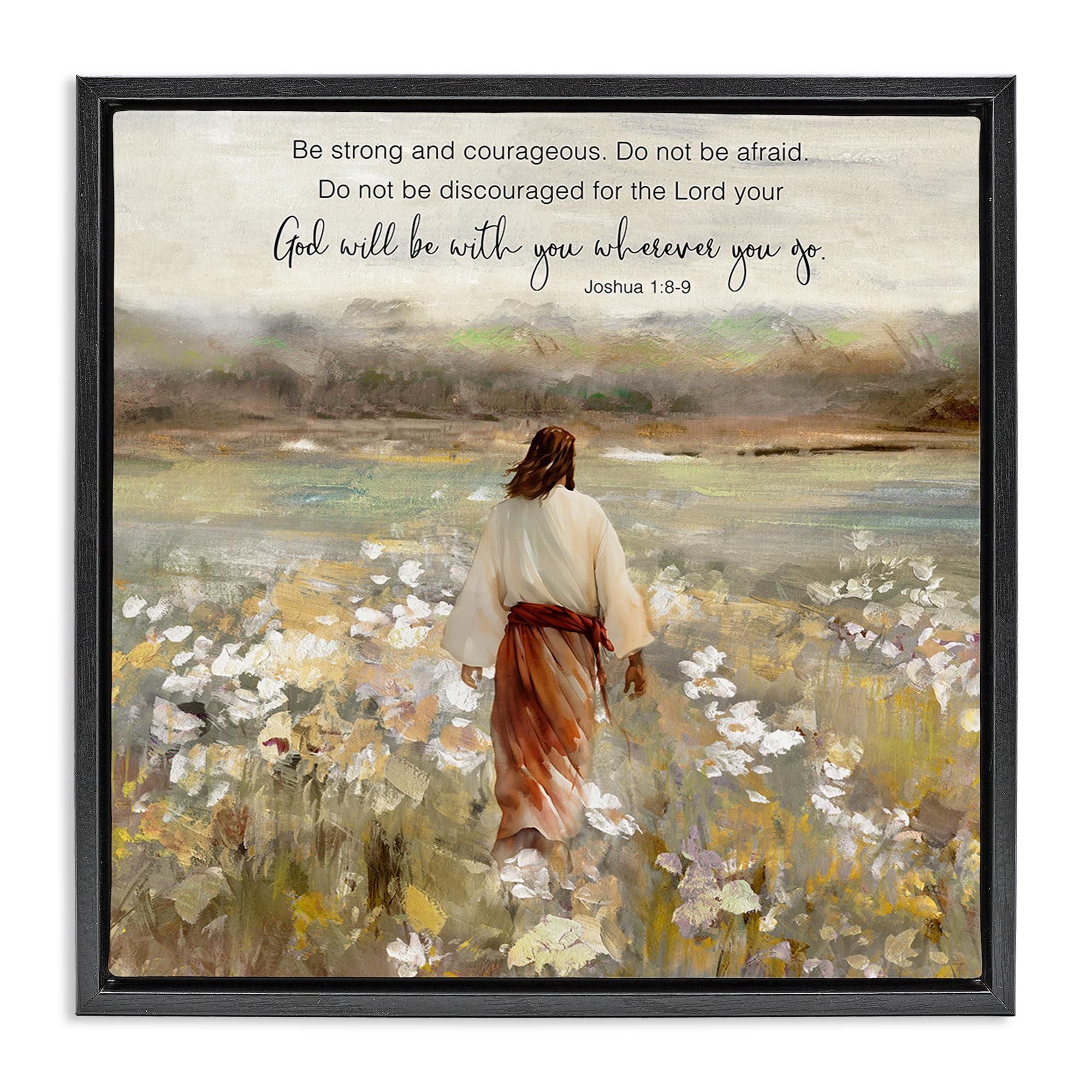 Stupell Industries Jet Black (Matte) 'God With You Wherever'| Floating Frame Canvas Art