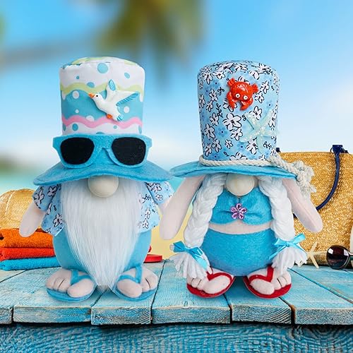 Miniatura 2 de Decoraciones de gnomos de verano para el hogar, gnomos de playa, decoración de bandeja escalonada de gnomos de verano de granja, mantel de verano,