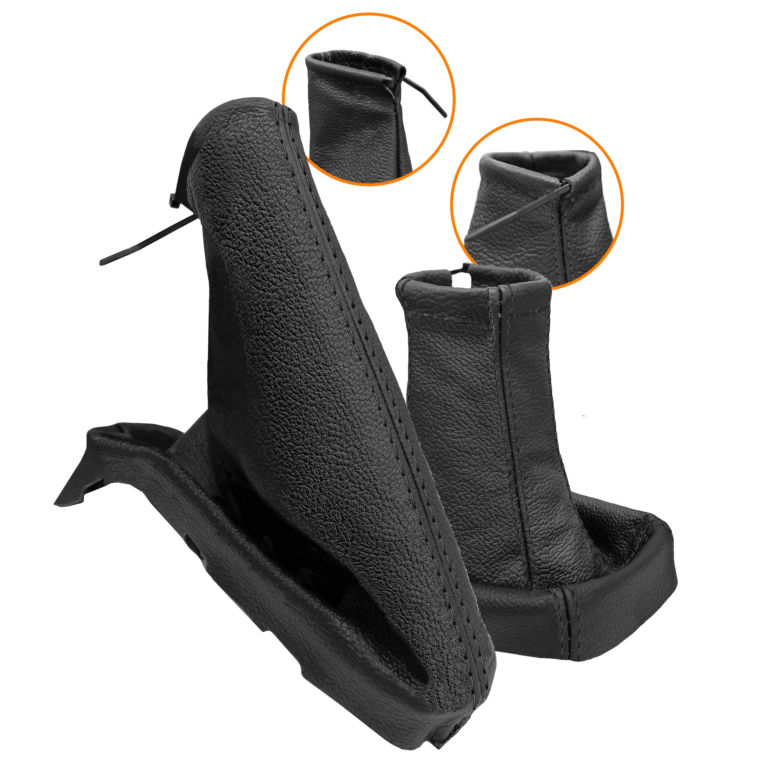Funda palanca de cambios y Freno de mano - para Opel Astra G 1998-2004 - negro - de cuero auténtico - de marchas manual - para transmisión manual - fuelle palanca de cambios - (A099-10)