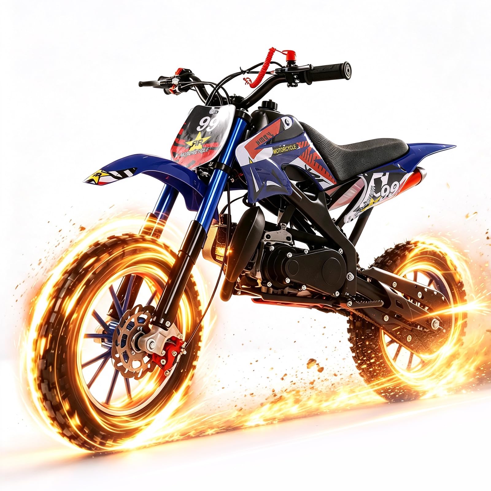 2026 New 50cc Dirt Bike for Kids 2-Stroke, Toddler Gas Powered Mini Bike with Front Rear Disc Brakes, Speeds up to 40KM/H, Gas Motorcycle for Children, Ideal Gifts for Boys Girls, Blue (Blue L)