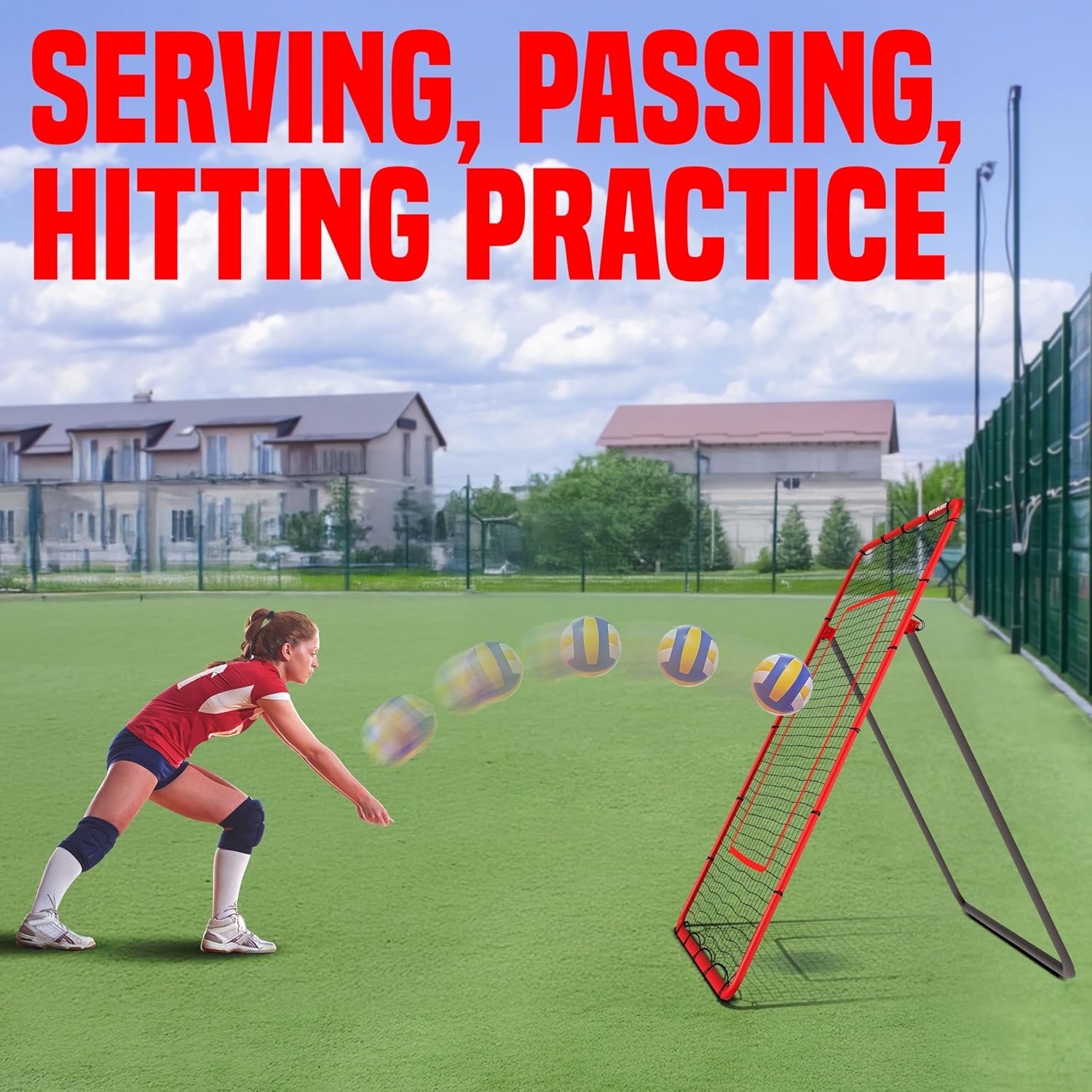 Volleyball Rebounder Net Training Practice Net for Improving Bumping Spiking Serving, Multi-Angle | Volleyball Training Gifts, Aids & Equipment 4x7ft