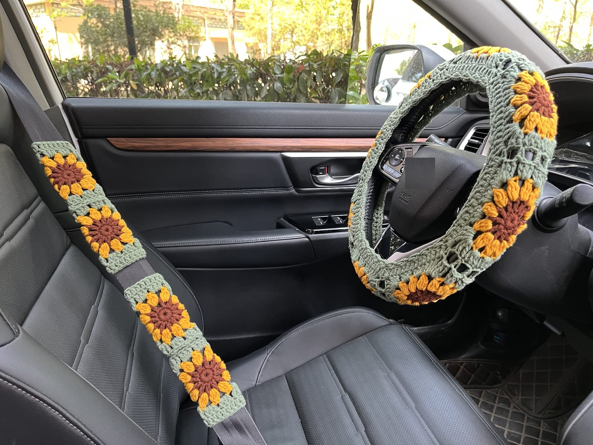Car Seat Cover Set 23-Piece Sunflower Car Accessories Set (Seat