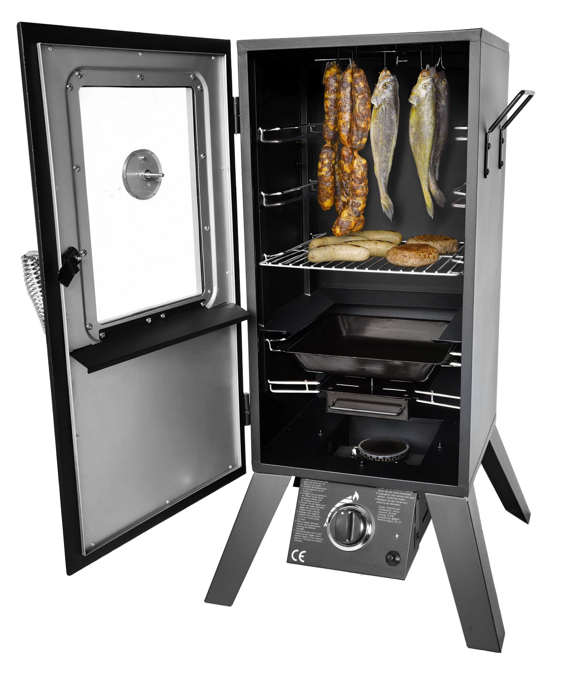 Gasgrill "Portland W" von El Fuego® mit Sichtfenster, inkl. Gasschlauch und Druckminderer, mit viel Zubehör, Räuchergrill, Smoker, inkl. Wasserschale & Smokebox, AY 3173