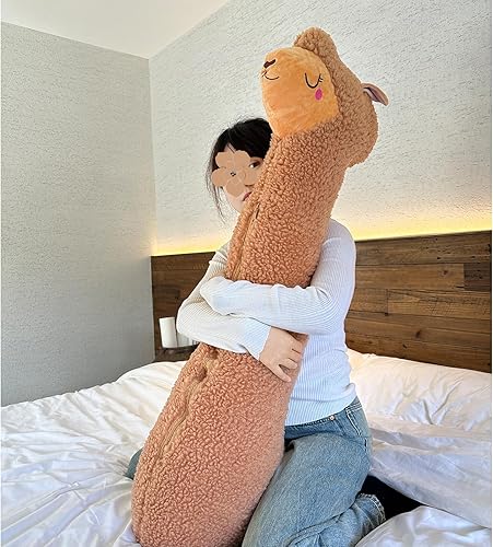 Miniatura 3 de Hofun4U Almohada de felpa de llama, almohada de cuerpo largo de felpa de alpaca de 51 pulgadas, animal de peluche de alpaca, regalo de Navidad y