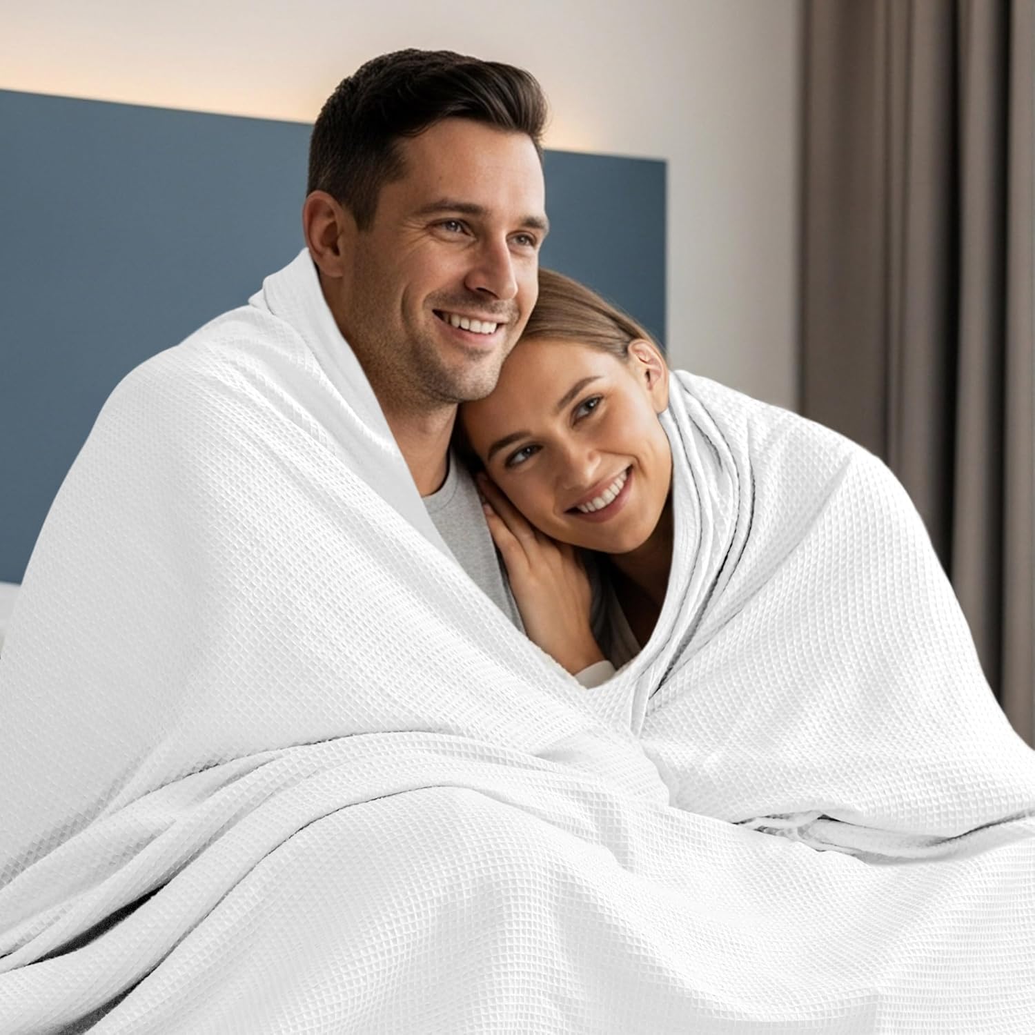 Utopia Bedding White Waffle Blanket Queen Size Soft Lightweight Breathable Cotton Blend Bed Blanket for All Seasons Luxury Throws for Bed Couch and Sofa - Image 5