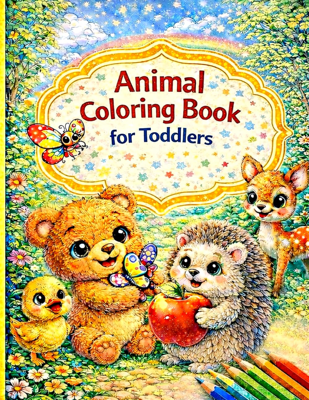 Cute Animals Coloring Book for Kids: Simple and Fun Coloring Pages for Toddlers and Children Ages 4-9