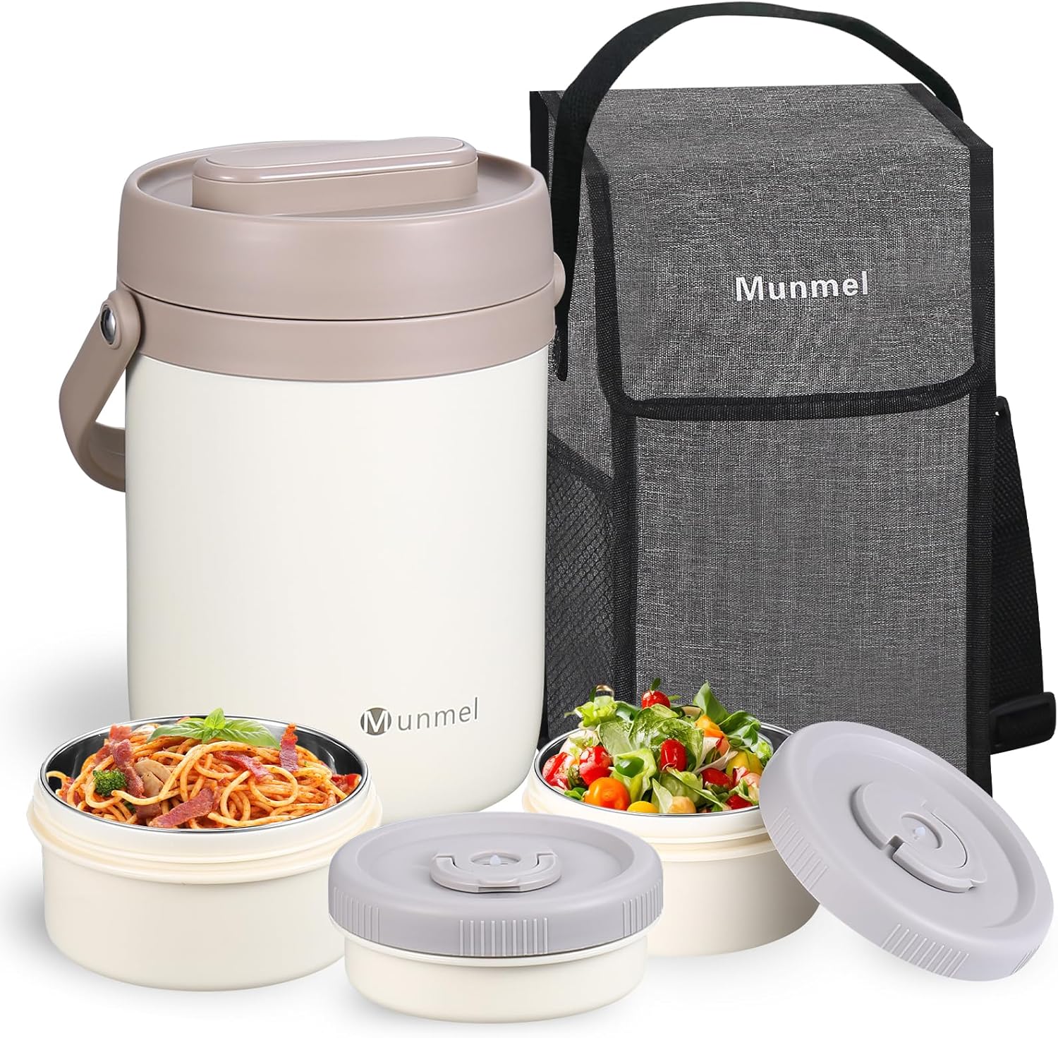 Adults Lunch Vacuum Soup Thermo For Hot Food with Inserts Stackable Bento Box Storage Container,Width Mouth Stainless Steel Portable Insulated Food Jar (white, 74 oz) white 74 oz