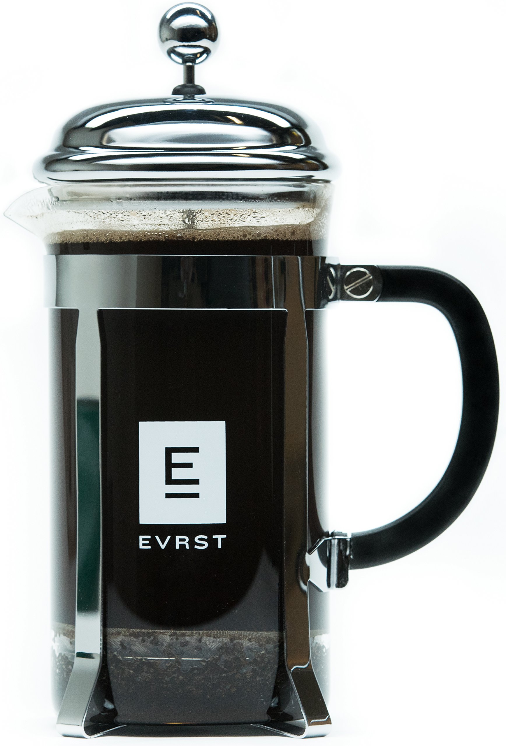 EVRST Mojava Coffee & Loose Leaf Tea Press with Highest Quality Heat Resistant German Engineered Glass, Premium Chrome Cold Brew Best French Press and 2 Extra Filters (34oz, 8 cup, 1000ml, 1 liter)