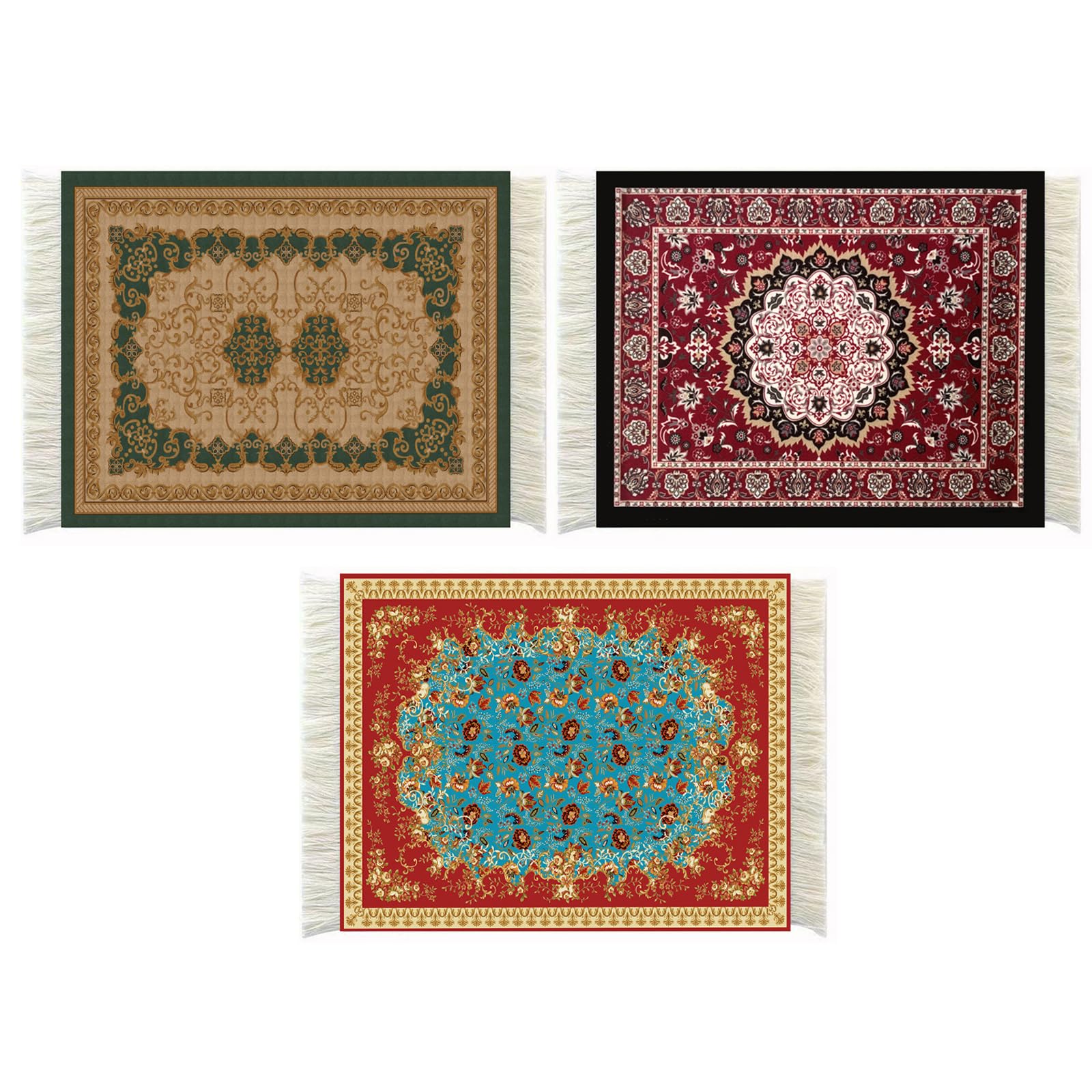 Nalaina Rug Mouse Pad - Vintage Oriental Carpet Style, Bohemian Design Woven Mousepad, Non-Slip Rubber Base, Table Decor for Elegant Office Home Accessories