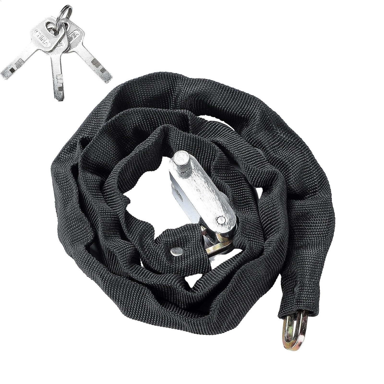 Motorbike Lock Set with 1.2M Chain Heavy Duty Bike Chain Lock Padlock Outdoor Motorcycle Anti-Theft Scooter MTB Accessories Outdoor Locking Padlock with Scratch-Proof Nylon Sleeve (Black, 6pcs)