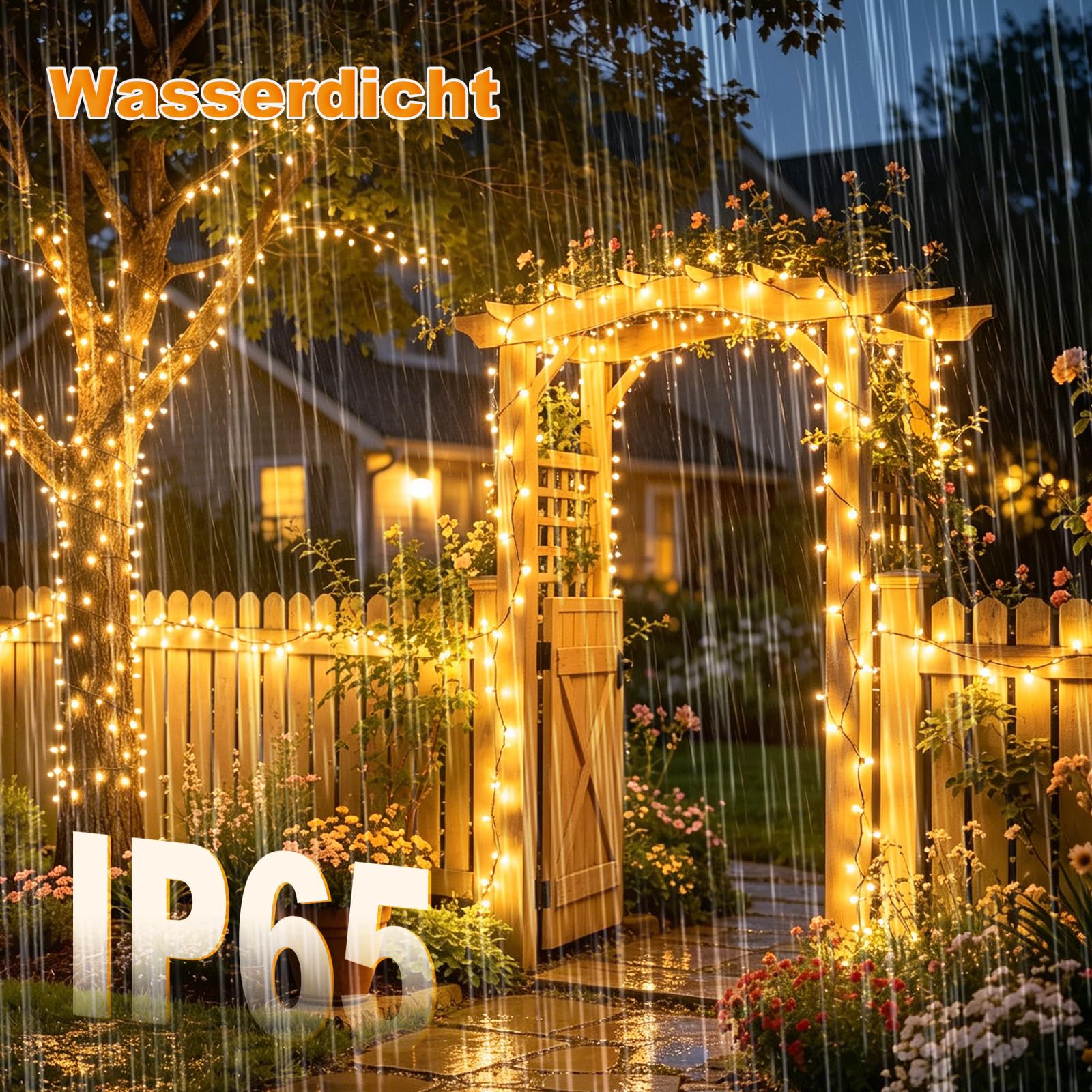 cshare [2 luci solari per esterni, 120 LED, 12 m, 8 modalità, illuminazione esterna, filo di rame, impermeabile, per giardino, balcone, terrazza