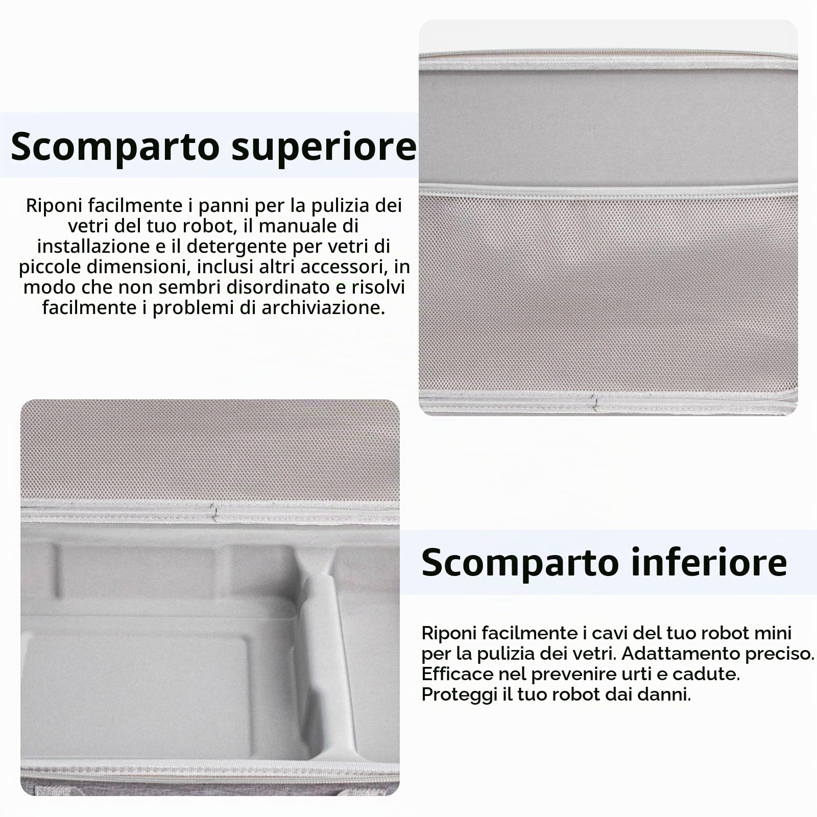 JOYSOG Custodia rigida per robot Ecovacs per la pulizia dei vetri Mini custodia protettiva (35 x 25,5 x 8,5 cm/13,7 x 10,9 x 3,3 pollici) (grigio)