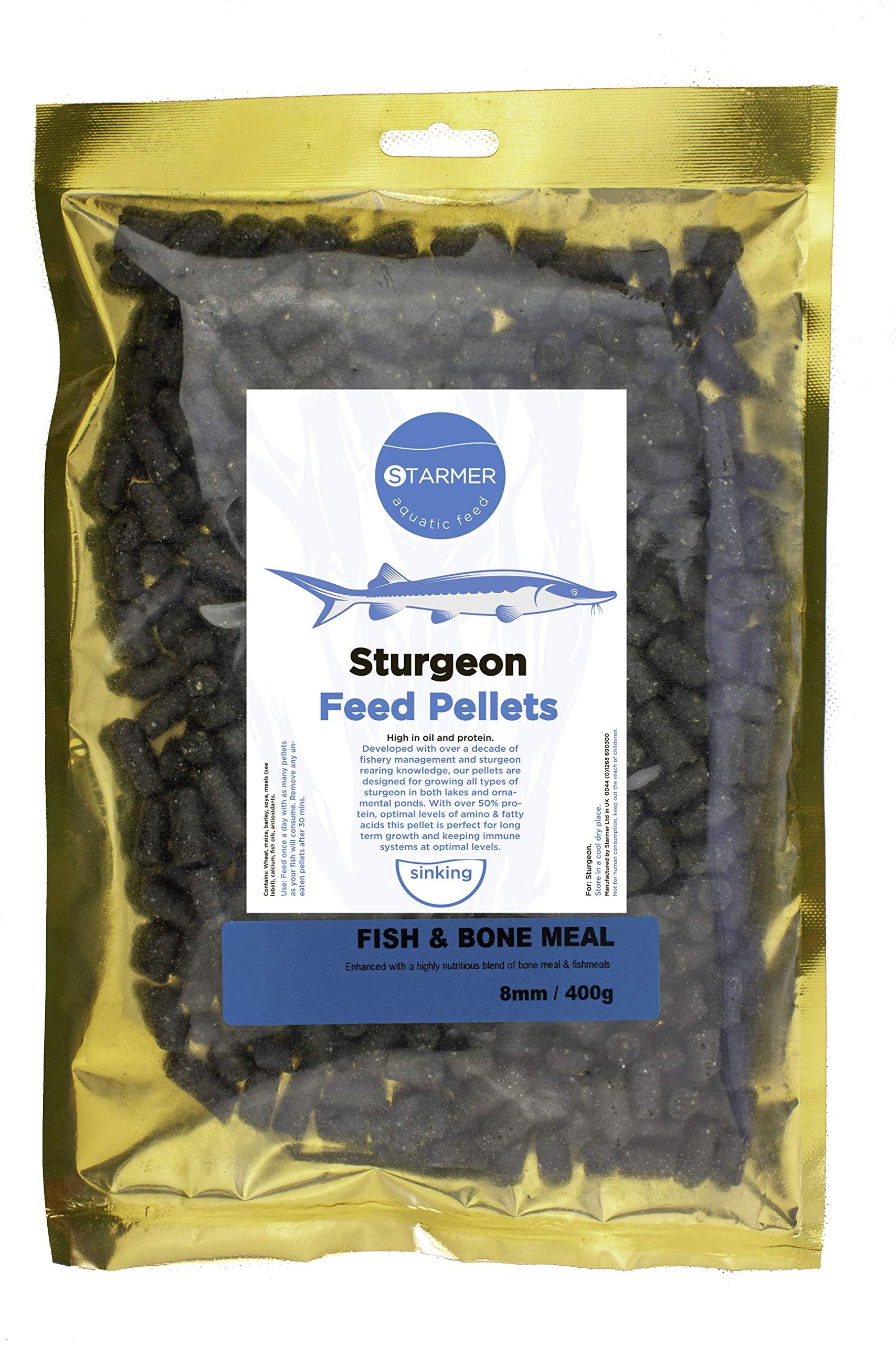 STARMER aquatic feed 8mm / fish & bone/sturgeon pellets / 400g