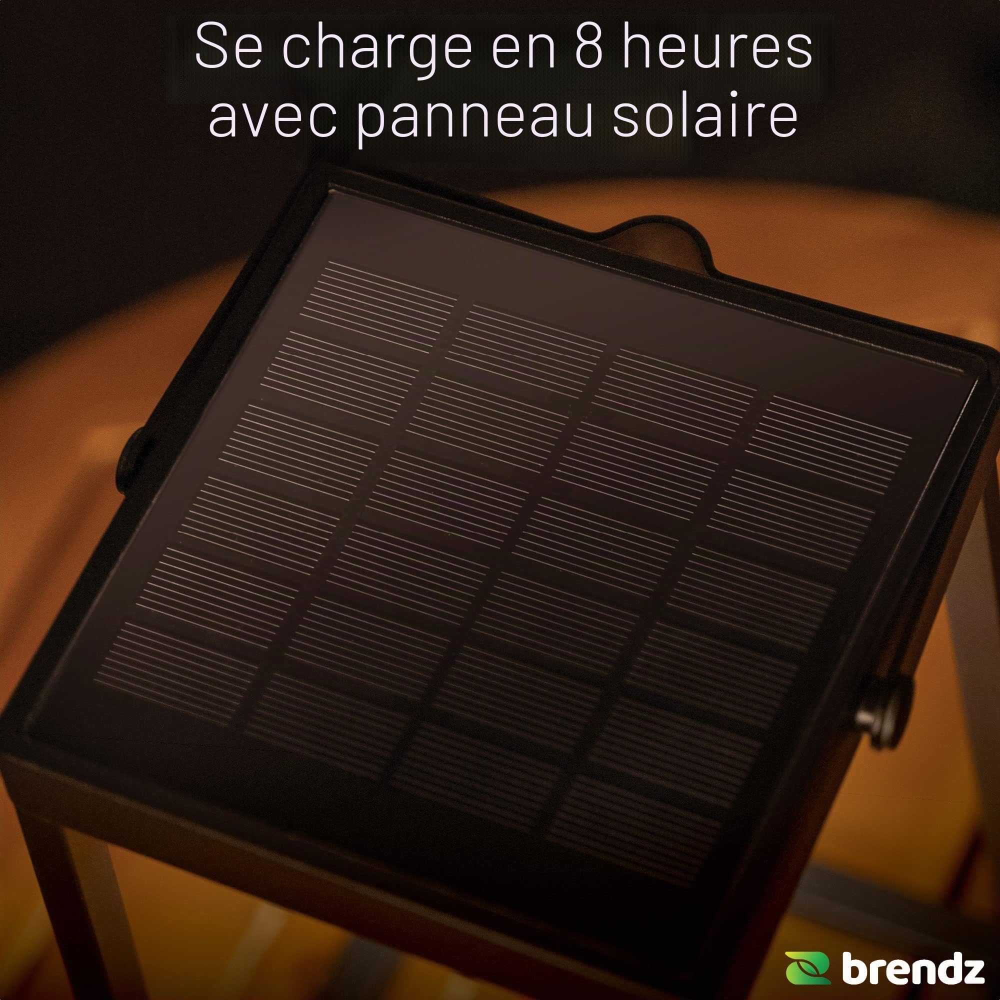 Brendz Lanterne Solaire Exterieur, IP44 Étanche, Lampe de Table Solaire avec 3 Modes de Lumière, Batterie Rechargeable Via USB-C, Grande Lanterne Solaire Exterieur, Décoration LED de Jardin, Tampa