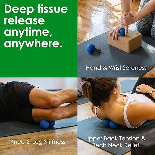 Miniatura 3 de Rodo Rodillo de bolas firme 2 en 1 de cacahuete y lacrosse  Herramienta de masaje de tejido profundo para fascia, fascitis plantar, caderas y