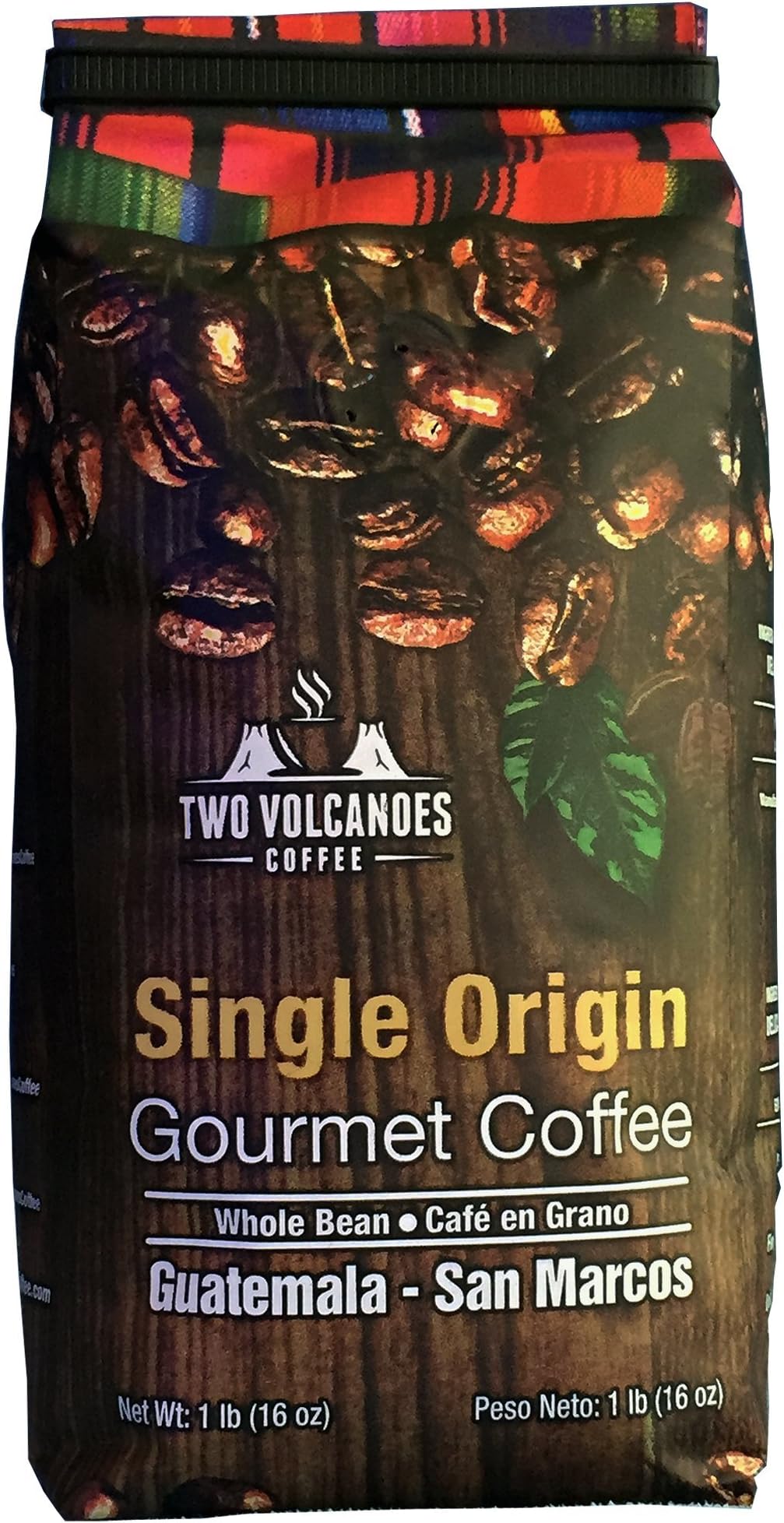 Two Volcanoes Coffee Guatemalan Whole Bean Coffee, 1 lb.