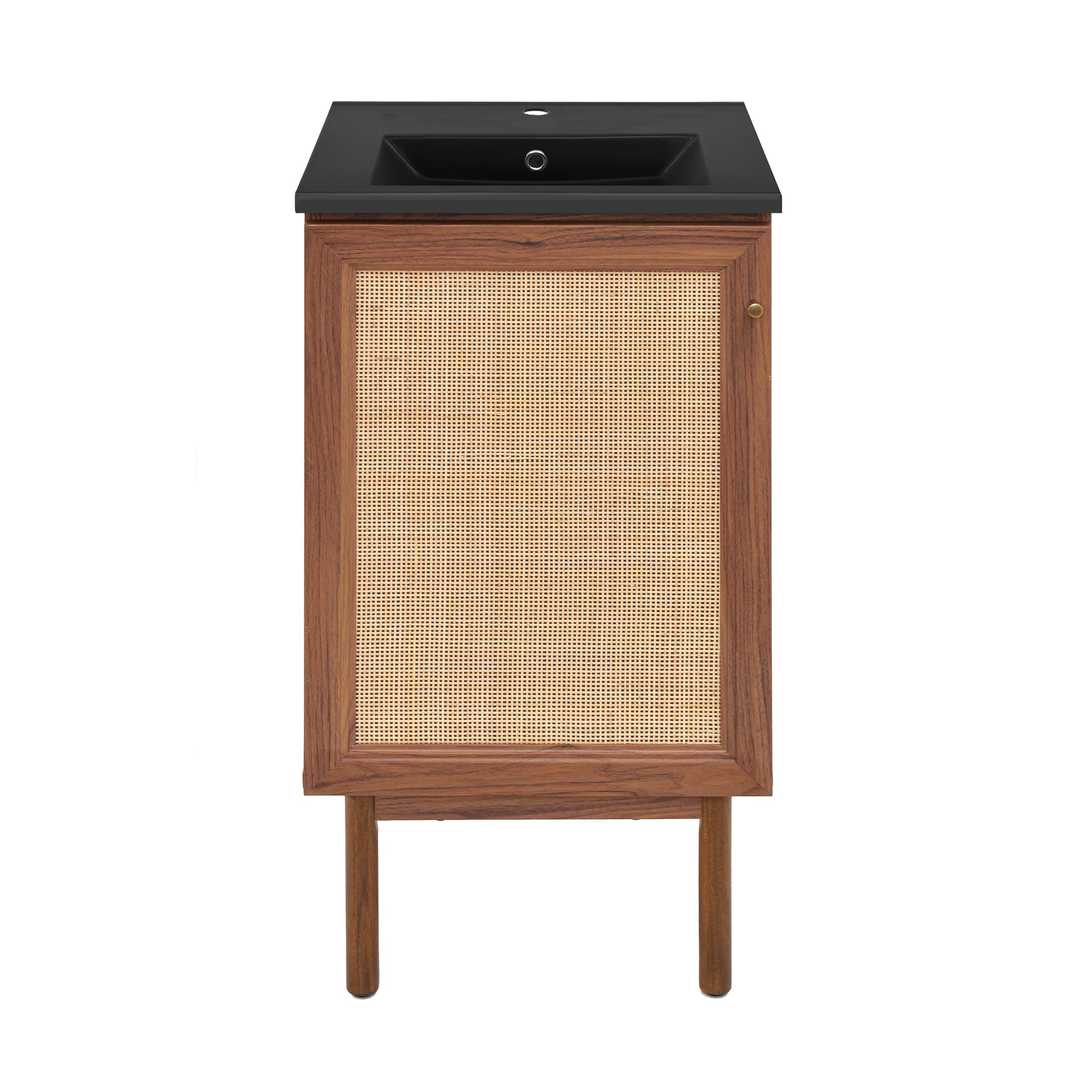 Swiss Madison Classe 18 in. Brown Oak Bathroom Vanity with Black Ceramic Sink Top