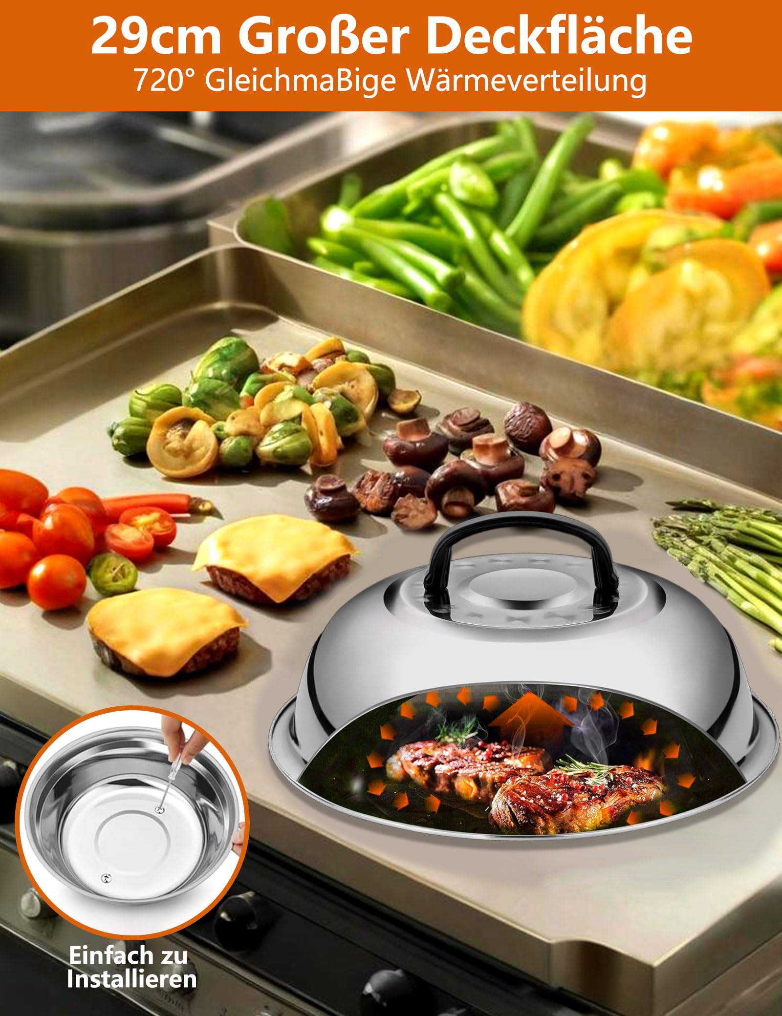 Kit Accessori Barbecue con Grande Pressa Hamburger, Spatola Cucina Acciaio Inox, Spatole per Hamburger, Burger Dome, BBQ Regali per Uomini, Smash Burger Press Set Professionali per Planchas Teppanyaki