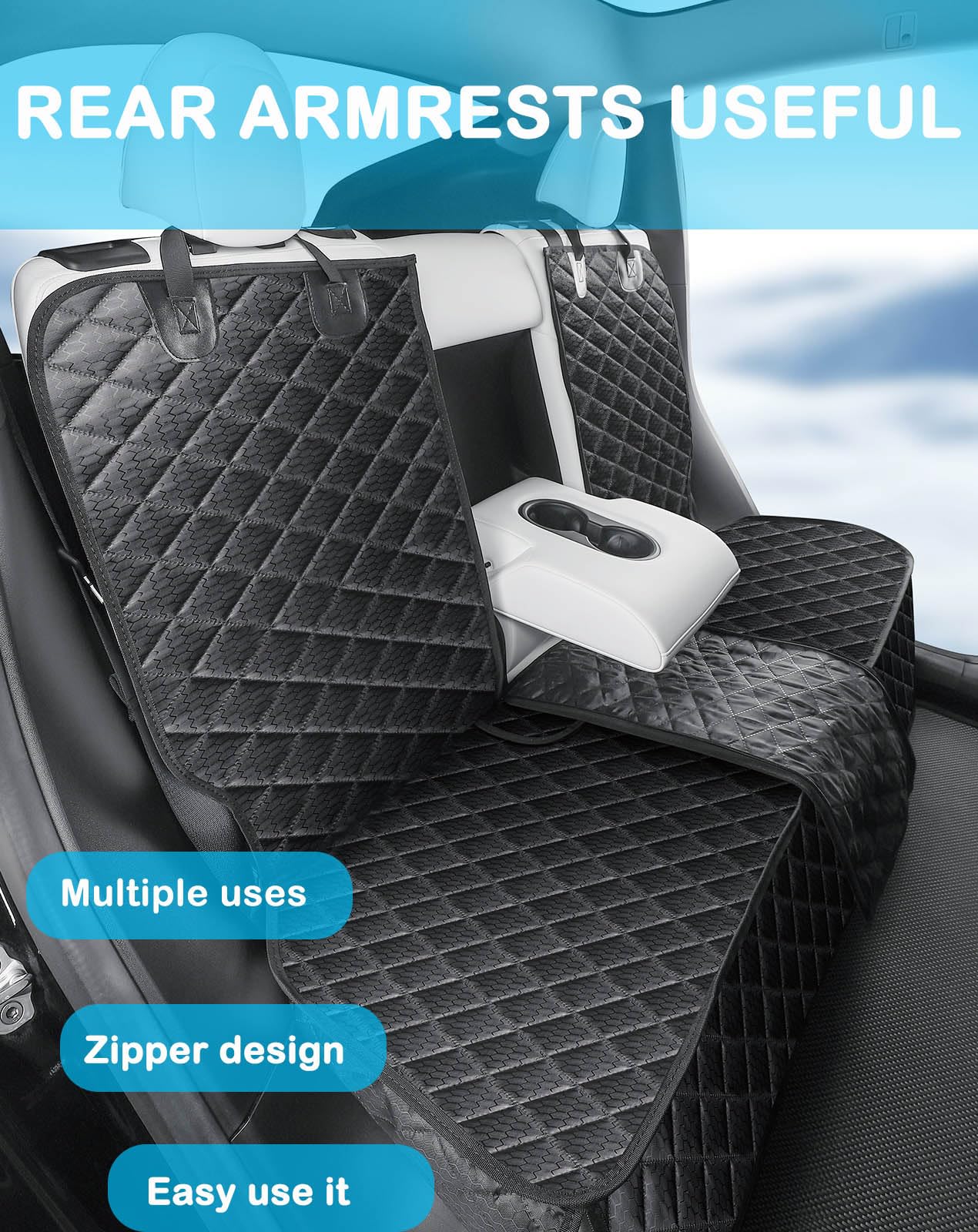 EVMODS 2024 Upgraded for Tesla Dog Car Seat Cover Protector Rear Seat Covers for Back Seat Wear-Resistant Kick Seatback Mats for Tesla Model Y/3 Accessories