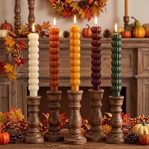 Conelist 5 Pcs Pumpkin Taper Candles Autumn Halloween Gifts, Multicolor