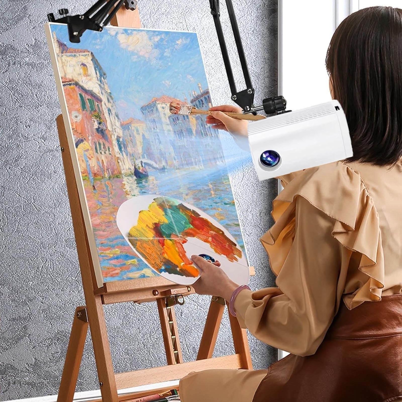 Kunstprojektionslampe, wasserdichtes Skizzieren auf einer Zeichentafel, tragbare Projektoren zum Zeichnen, intelligente Sketcher-Projektoren für Kinder und Erwachsene(White,0.6m)