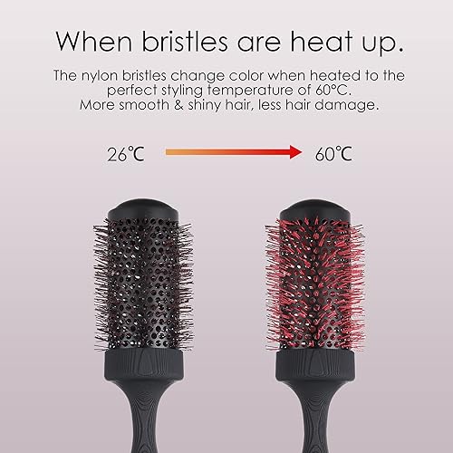 Miniatura 5 de Juego de cepillos de pelo de peinado superior cepillo redondo de cerámica grande para secado por soplado y cepillo de cerdas de jabalí natural