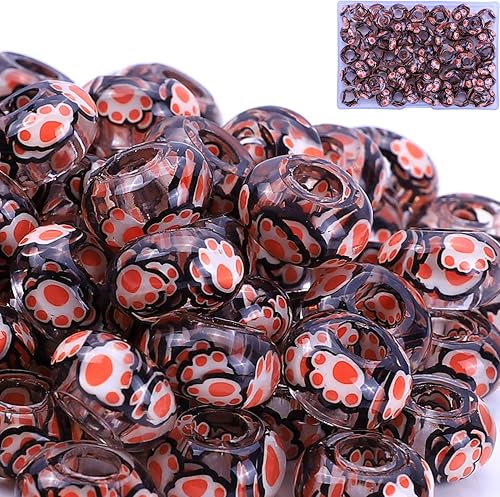 AIPRIDY Cuentas de la suerte y espaciador para niñas, cuentas de ámbar para manualidades, pulseras y fabricación de joyas (garra de oso negro y