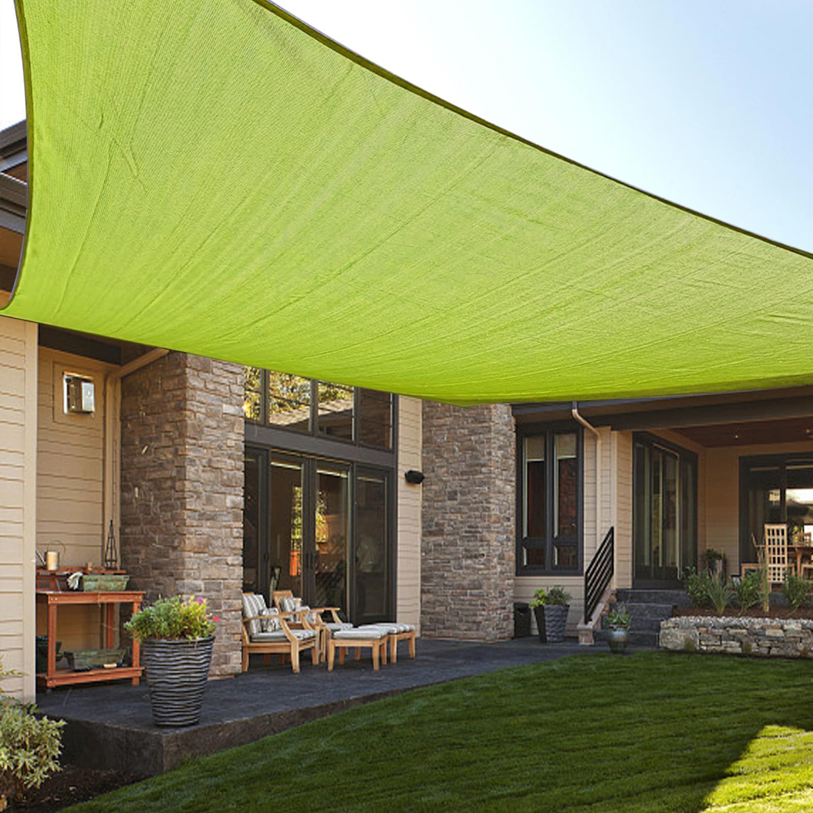 LOVE STORY 6.5' x 10' Rectangle Lemon Green Sun Shade Sail Canopy UV Block for Outdoor Patio Garden Backyard