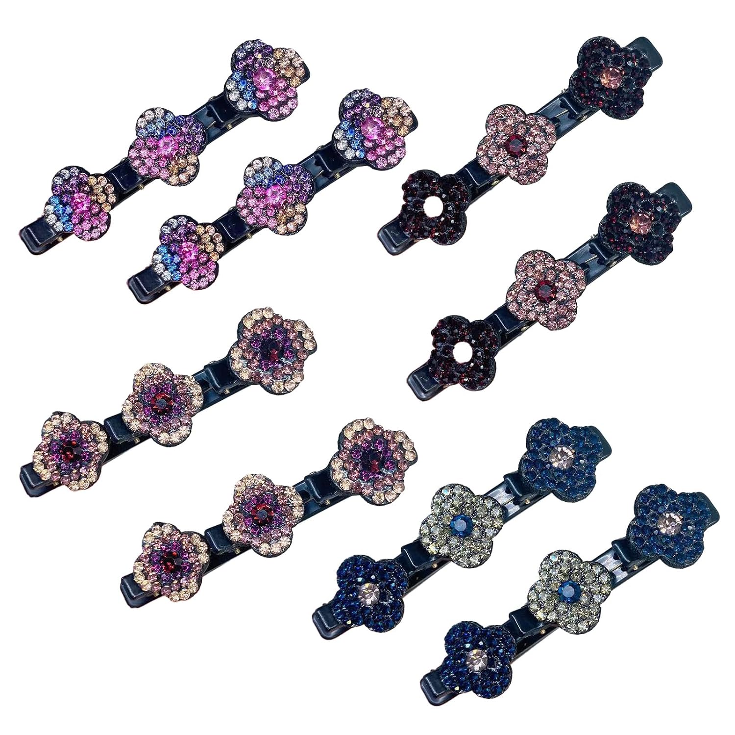 8 Pcs Sparkling Hair Accessories, Rhinestone Flower Hair Clip Set for Girls