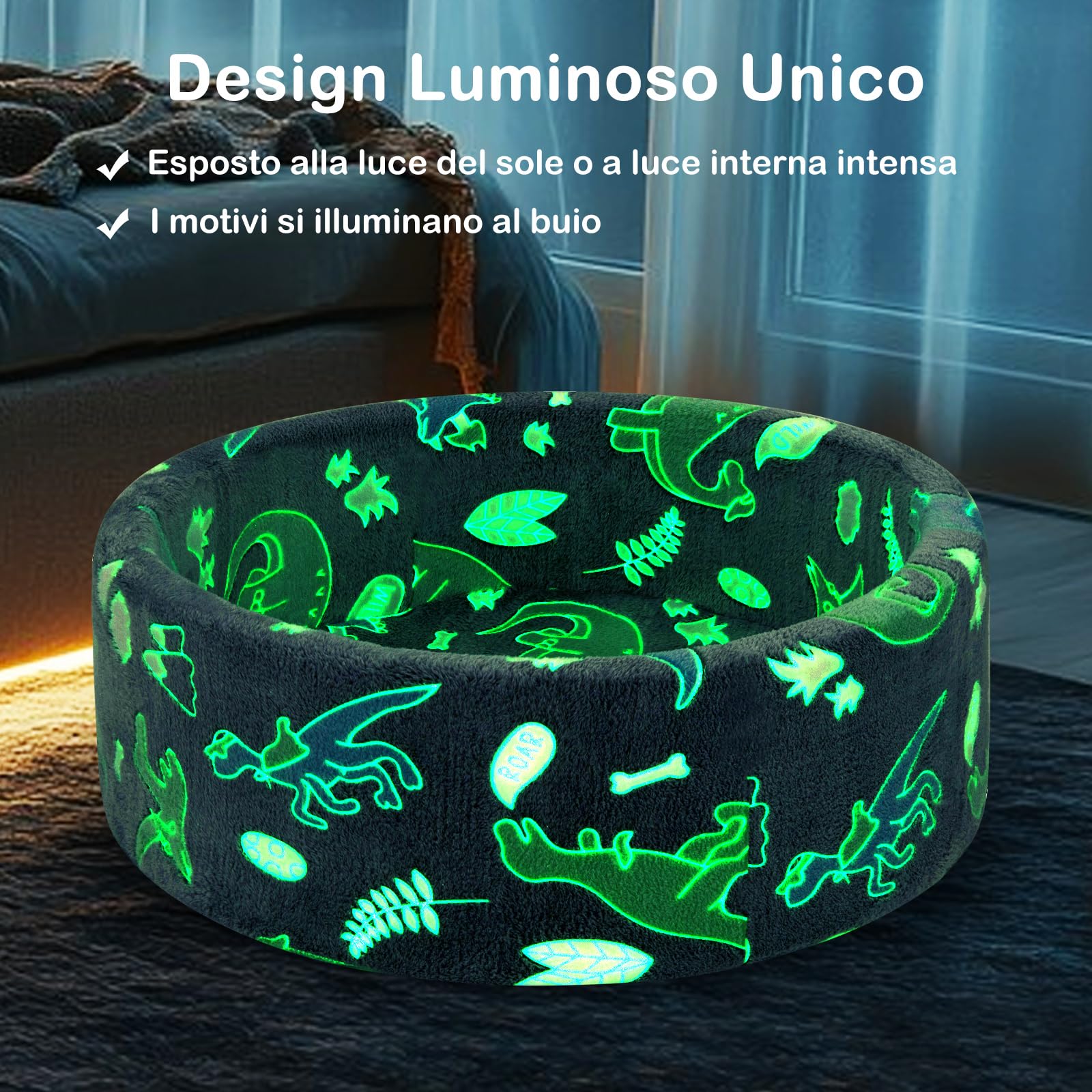 COSTWAY 86 x 30 cm/200 Palline ∅5,5 cm Piscina di Palline Colorate per Bambini Luminosi nel Buio, Vaso con Palline in Schiuma Morbido e Lavabile in Lavatrice, Piscinatta da Gioco