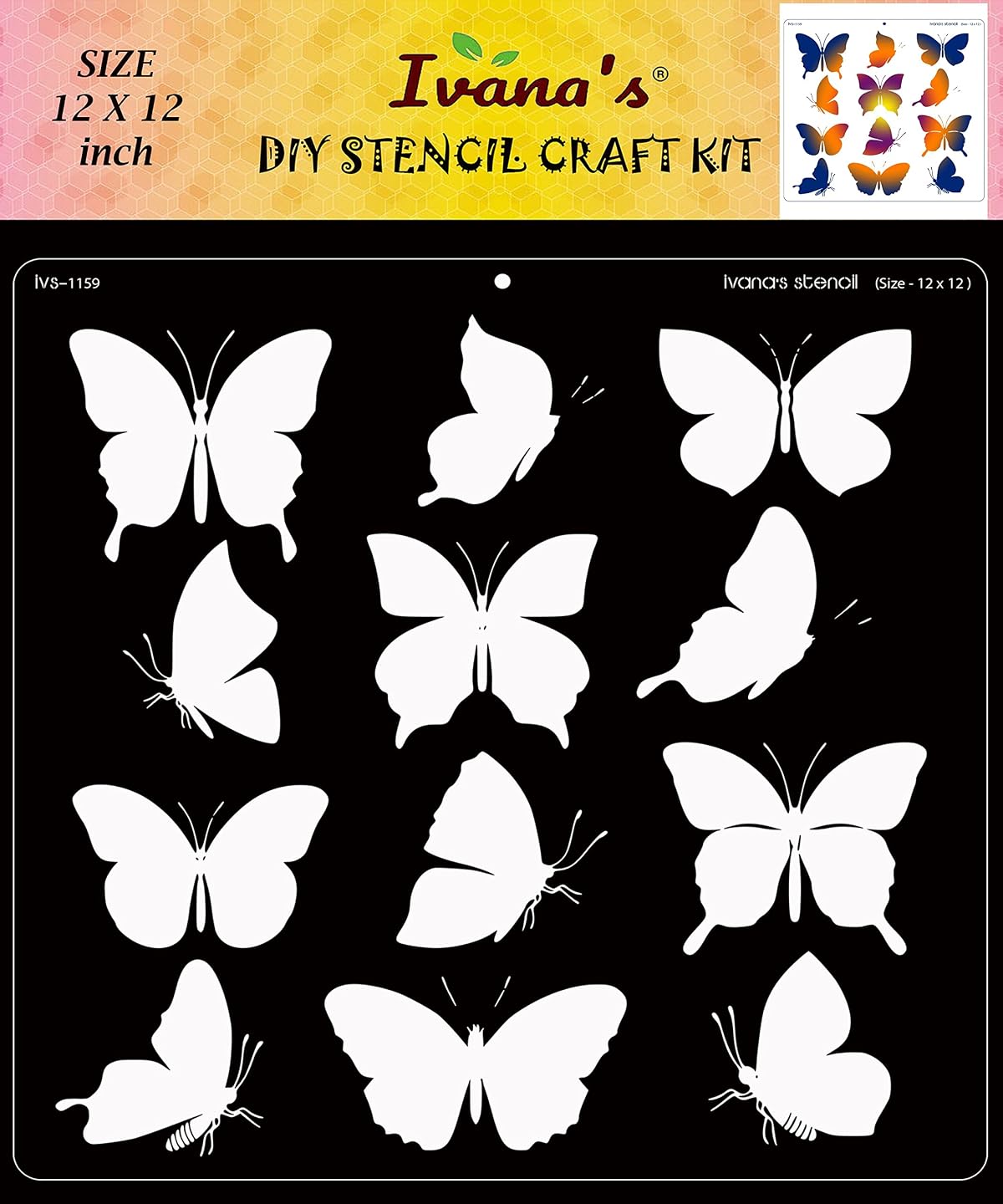 IVANA'S Butterfly Stencil for Art & Craft, Reusable DIY Decorative Stencil for