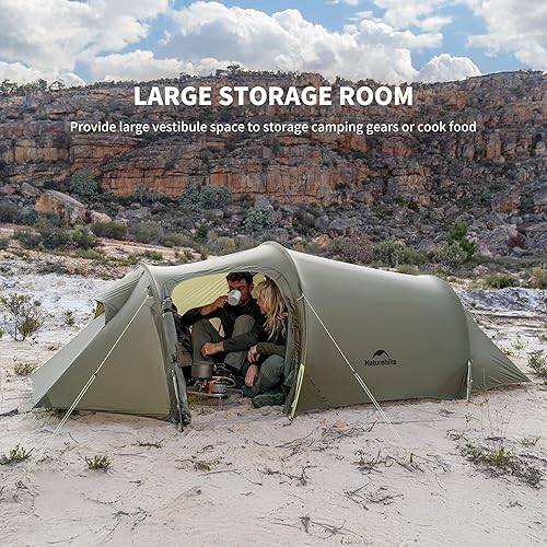 Miniatura 5 de Naturehike Opalus UL 4 Season Tents for Camping, Windproof 2-3 Person Winter Camping Tent, Double Layer Cold Weather Tunnel Tent with Vestibule