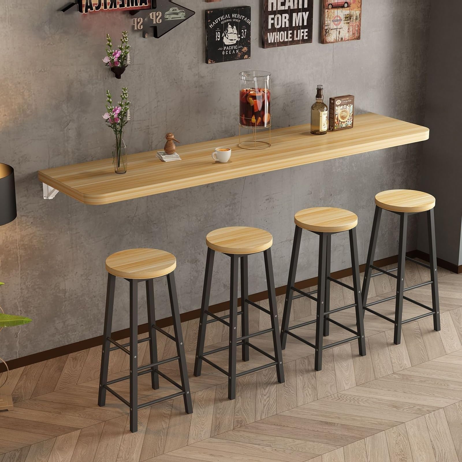 Table flottante murale pliante pour créer un vrai bureau gain de place