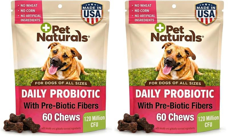 Probiótico para Cães Pet Naturals com Bacillus coagulans e FOS, 120 Mastigáveis