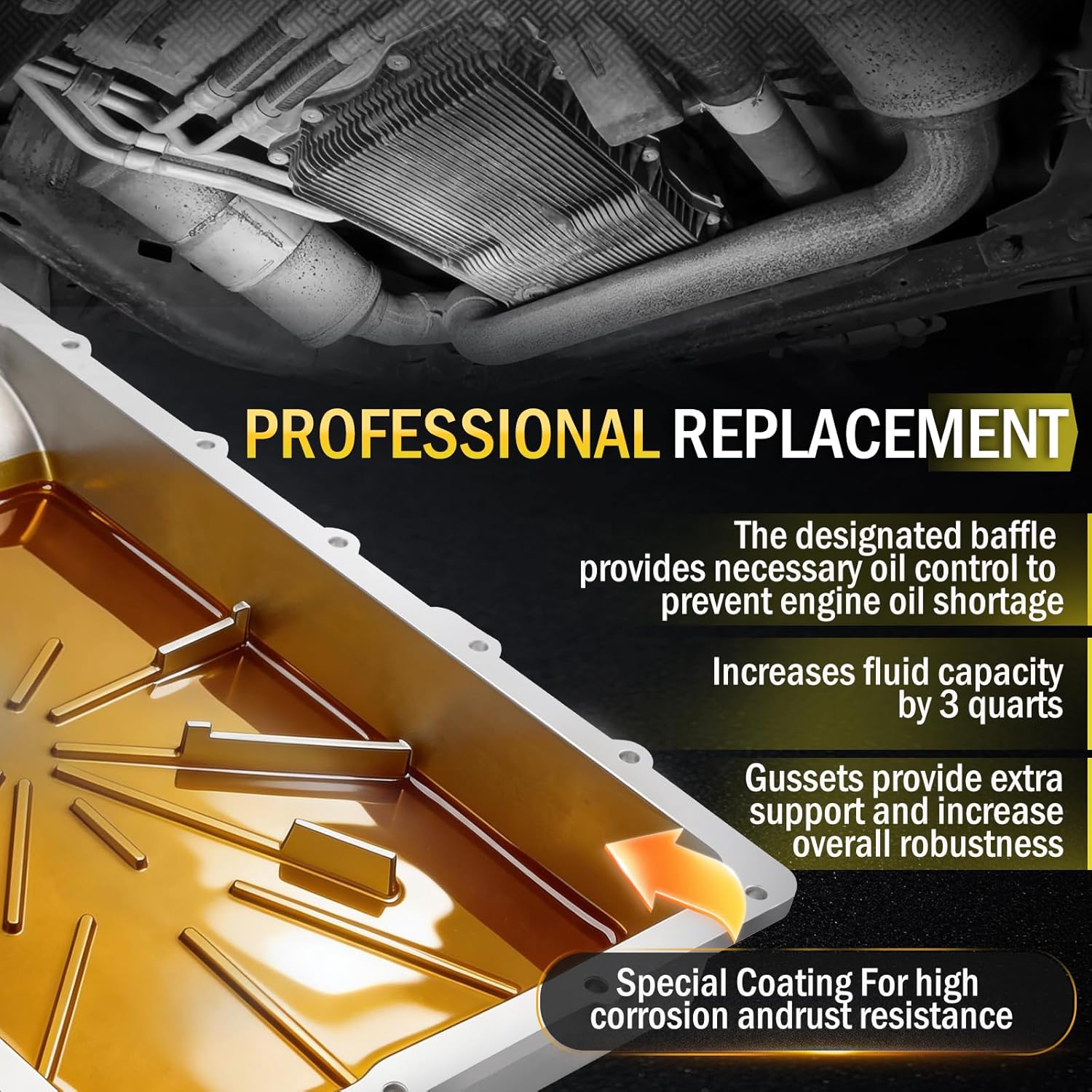 328053210 Heavy-Duty Cast Aluminum Shallow Transmission Pan Compatible with 18-25 Mustang/Expedition/Navigator丨17-25 F-150丨19-25 Ranger丨20-25 Explorer丨21-25 Bronco，Sliver