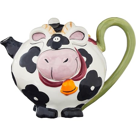 Amazon.com: Blue Sky - Tetera de cerámica de vaca, 10 x 4,75 x 7, color  blanco : Hogar y Cocina