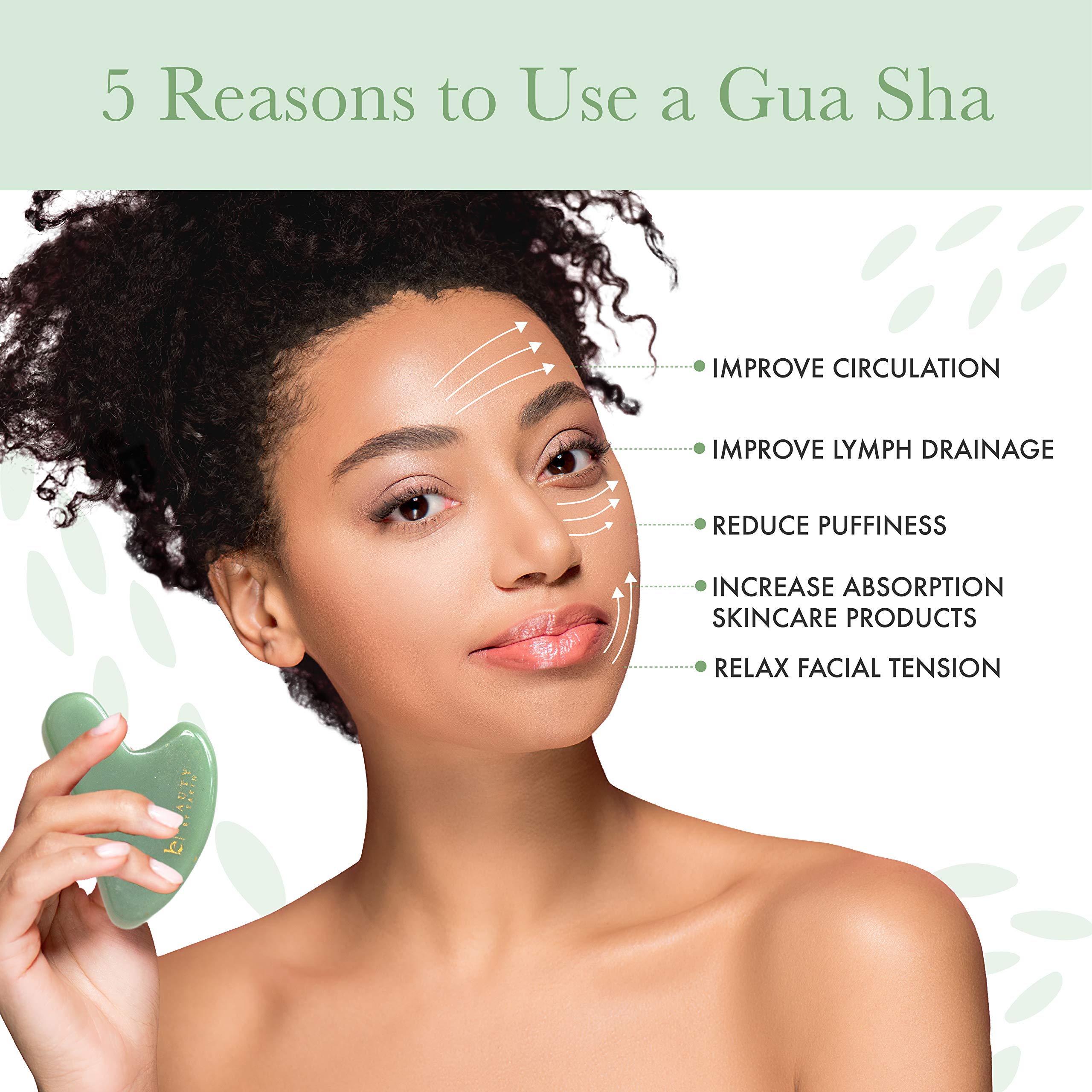 Gua Sha Facial Tools Guasha Tool for Face, Jade Gua Sha Stone Face