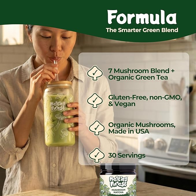 Polvo de matcha con 7 setas funcionales 30 porciones miniatura 3