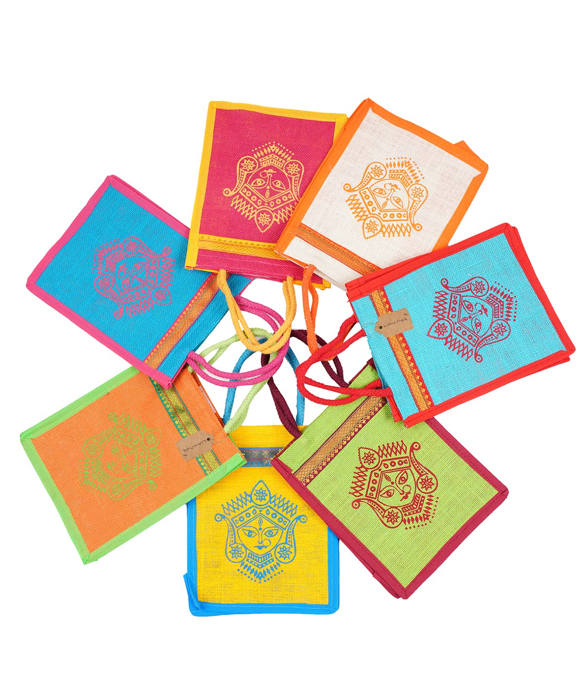 Lakmo Crafts Jute Bags with God Durga print for Return Gifts | Navaratri/Durga Puja Return Gifts | Multicolor 10 * 8 * 4 inches (100) (B0B8N8JVWT) Amazon Price History, Amazon Price Tracker