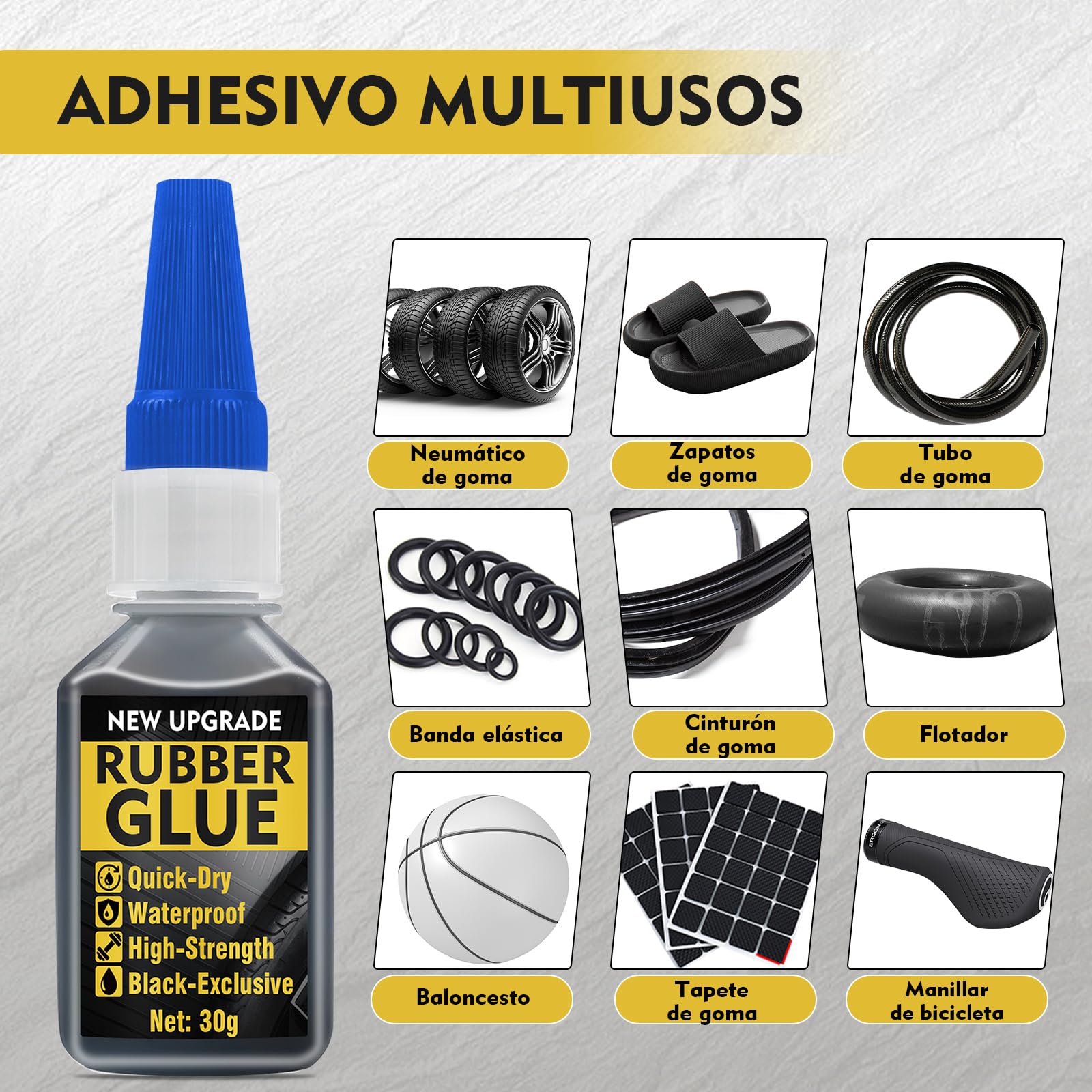 Pegamento Goma extrafuerte e impermeable, Pegamento Zapatos, 30 g, de secado rápido, para plástico, impermeable, para zapatos, productos de caucho y neumáticos. Incluye 3 goteros